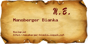 Mansberger Bianka névjegykártya